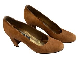 Stuart Weitzman Suede Pump Heels, sz 6B, Camel brown